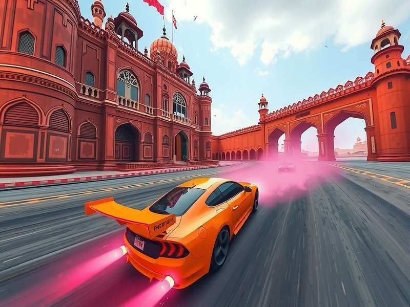Desi Drift King Racing Action - Player Drifting Through Jaipur Palace